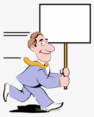 Cartoon Man With Placard Royalty Free Vector Clip Art - Cartoon Man