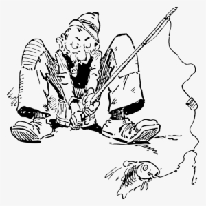 Old, Outline, Drawing, People, Man, Cartoon, Fish, - คน ตก ปลา กราฟฟิก