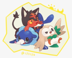 Poppilo, Litten, And Rowlet - Pokemon Sol Y Luna Iniciales
