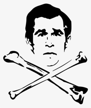 Bush President Of The United States Stencil Art - Skull & Crossbones President