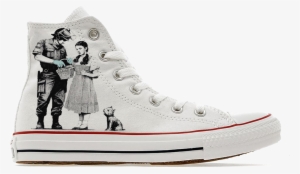 Banksy Oz Custom High Top Converse - Stop And Search Banksy