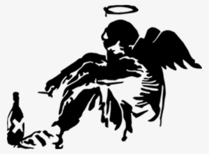 Banksy Sticker Art Messages Sticker-11 - Banksy Fallen Angel Stencil