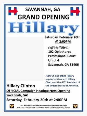 Grand Opening Of Hillary Clinton Official Savannah - Imagens Para Facebook