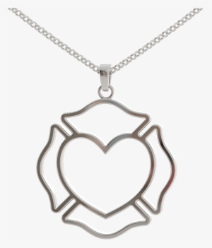 Fire Heart Pendant - Maltese Cross Firefighter
