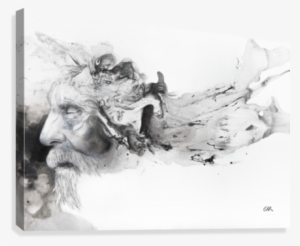 Illustration Of A Man's Face With Abstract Shapes Emerging