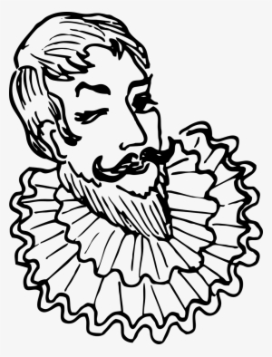 Collar Ruff Tudor Shakespeare - Merchant Black And White Png