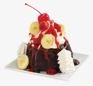 Strawberry Banana Split Molten Cake Sundae - Strawberry Banana Split Molten Cake