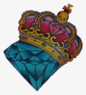 Colorful Crown Diamond Tattoo