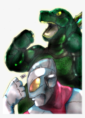 Godzilla Versus Ultraman Hand Colored - Illustration