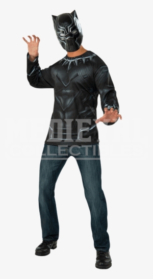 Adult Black Panther Costume Top And Mask Set - Black Panther Costume Adults