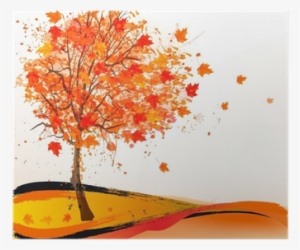 Autumn Background With A Tree - Vector Graphics