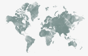 World Map Watercolor - Poster: World Map - Contemporary, 61x91cm.