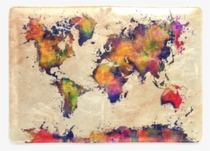 World Map Custom Notebook A5 - World Map Green Splash Canvas Print - Small