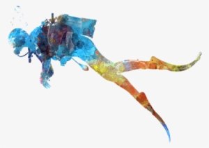 Bleed Area May Not Be Visible - Man Scuba Diver 01 In Watercolor