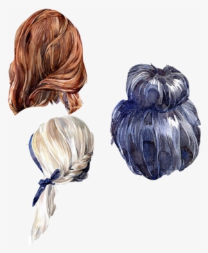 Drawing Hairstyle Watercolor Painting Illustration - Watercolour Hair
