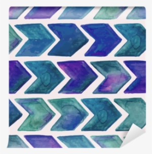 Vector Seamless Watercolor Geometric Pattern With Arrows - Marmont Hill 'falling Peacock' Framed Painting Print,