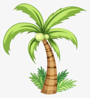 Palm Tree Watercolor Png Image Black And White Library - Coconut Tree Drawing Easy