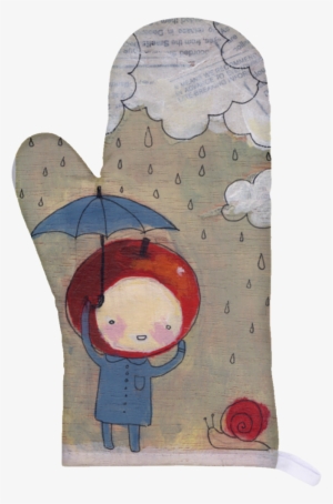 Apple Head App Rain Oven Mitt - Painting