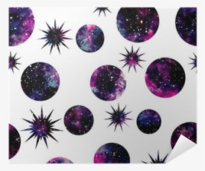 Watercolor Circles, Stars And Galaxy Seamless Pattern - Watercolor Painting