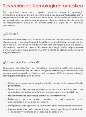Selección De Tecnología Informática Esta Consultoría - Technology
