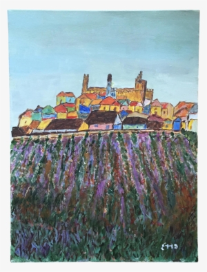 Original Scenic Landscape Tuscan Town Acrylic On Canvas - Painting