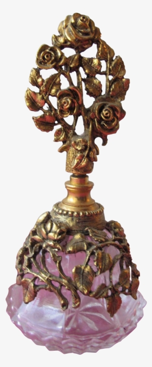 1950's Perfume Bottle Of Glass And Brass - Crystal