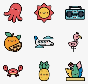 Kawaii Summer Characters - Massage Icons