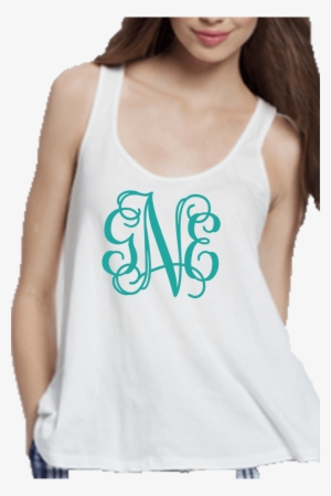 White Flare Tank Top - Monogrammed Tote (customize W/ Initial, Last Name,