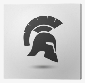 Vector Silhouette Roman Or Greek Helmet Canvas Print - Casco Troyano Vector