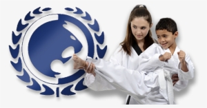 Instructor Teaching Karate To Young Boy - Renzo Gracie Jiu Jitsu Logo