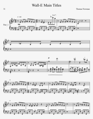 Wall-e Main Titles Sheet Music Composed By Thomas Newman - Steve Barakatt Flying Sheet