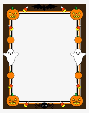 Halloween Border With Ghosts And Pumpkins - Halloween