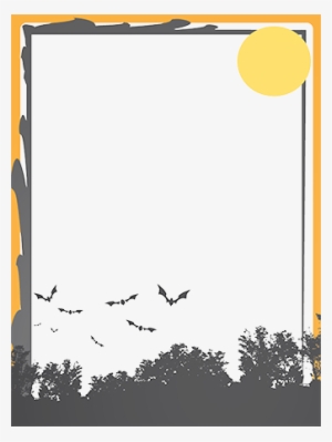 Halloween Photo Frame Border With Flying Bats - Halloween Paper Border Png