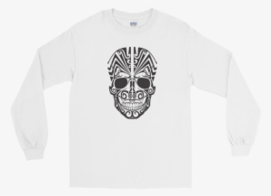 Halloween Tattoo Skull Long Sleeve T-shirt White Unisex - White Long Sleeve T Shirt Png