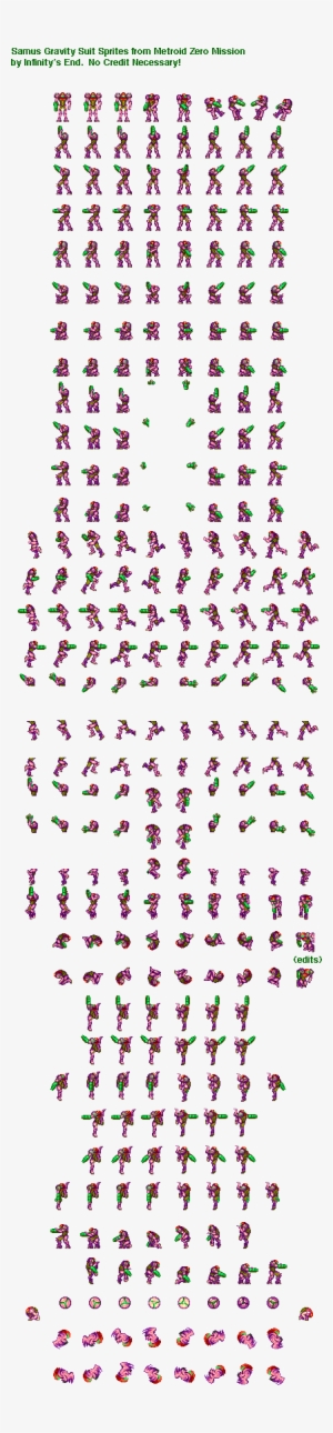 Samus Aran - Zero Suit Samus Metroid Fusion Sprites