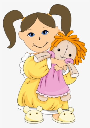 Dolls Clip Art - Girl Playing With Dolls Clipart