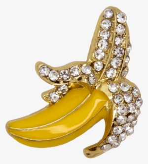Banana Rhinestone Brooch, Gold - Gold