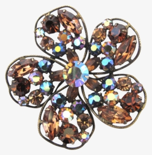 Regency Amber Rhinestone Flower Pin And Accessories - Rhinestone Flower Pin