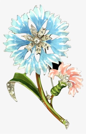 Vtg 1940s Philippe Trifari Enamel Rhinestone Flower - Chrysanths