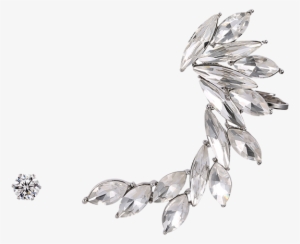 208800701 Leaf Rhinestone Ear Cuff And Stud Earring - Leaf Rhinestone Ear Cuff And Stud Earring - Silver