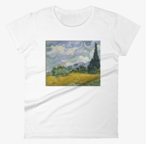 Wheat Field With Cypresses Cotton Art Tee For - Vincent Van Gogh