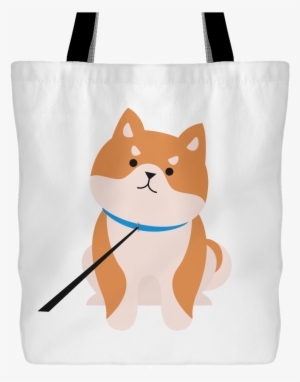 Cute Shiba Inu On A Leash Tote Bag White - Tote Bag