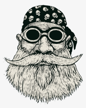 Clipart Freeuse Adult Punk Rocker Or Mask With Moustache - Bearded Biker Drawing