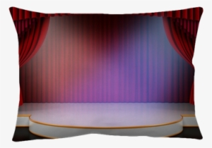 Empty Stage With Red Curtain And Spotlights Throw Pillow - Throw Pillow