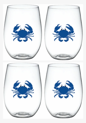 Blue Crab 'wine-oh ' Shatterproof Designer Wine Glasses - Cancer