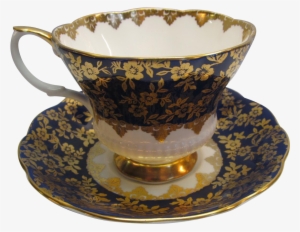 Royal Albert Tea Cup And Saucer England Consort Series - Blue And Gold Tea Cup