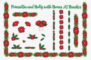 Poinsettias And Holly Elements Example Image