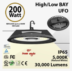 200w Led High Bay Ufo 30000lm 5000k Dimmable Motion - Lumen