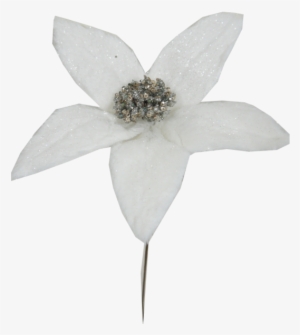 White Glitter Poinsettia Pick - Poinsettia