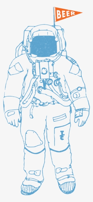 Astronaut With Beer Flag - Drawing